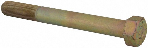 Hex Head Cap Screw: 7/8-14 x 8", Grade L9 Steel, Zinc Yellow Dichromate Finish
