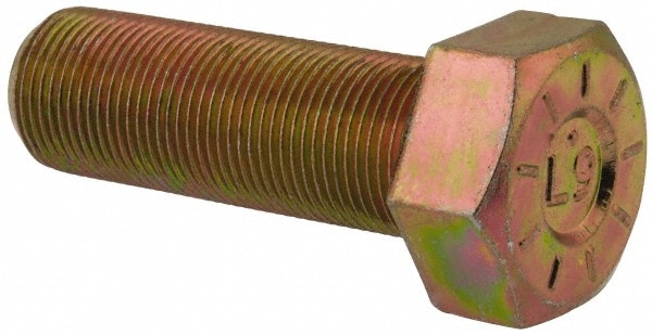Hex Head Cap Screw: 1-14 x 3", Grade L9 Steel, Zinc Yellow Dichromate Finish