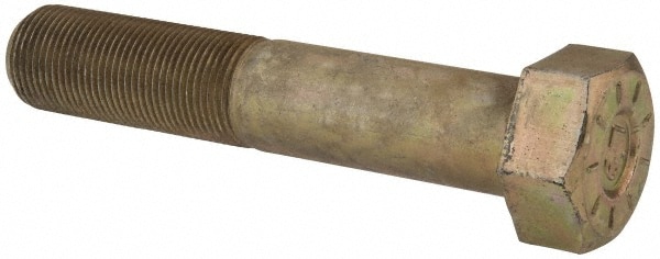 Hex Head Cap Screw: 1-1/8 - 12 x 6", Grade L9 Steel, Zinc Yellow Dichromate Finish