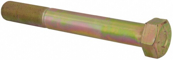 Hex Head Cap Screw: 1-1/4 - 12 x 10", Grade L9 Steel, Zinc Yellow Dichromate Finish