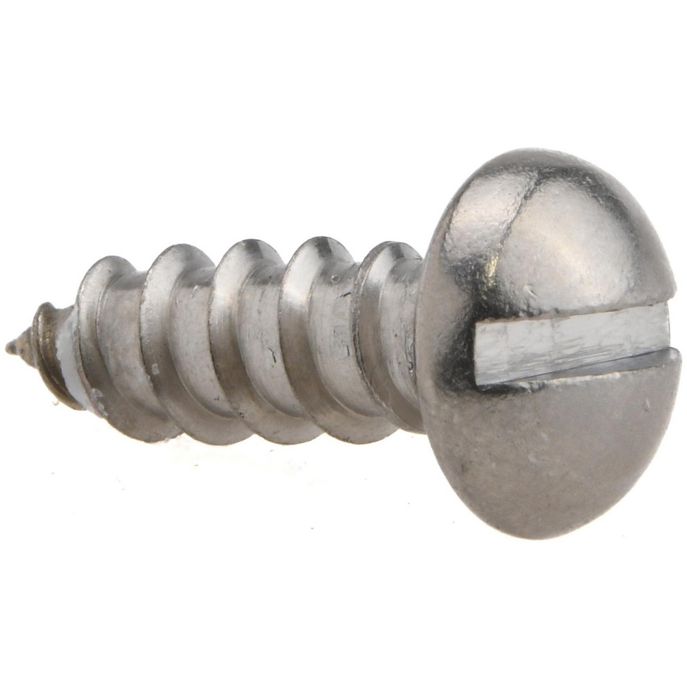 #8,  Slotted Drive, Round Head Wood Screw - Stainless Steel, Grade 18-8