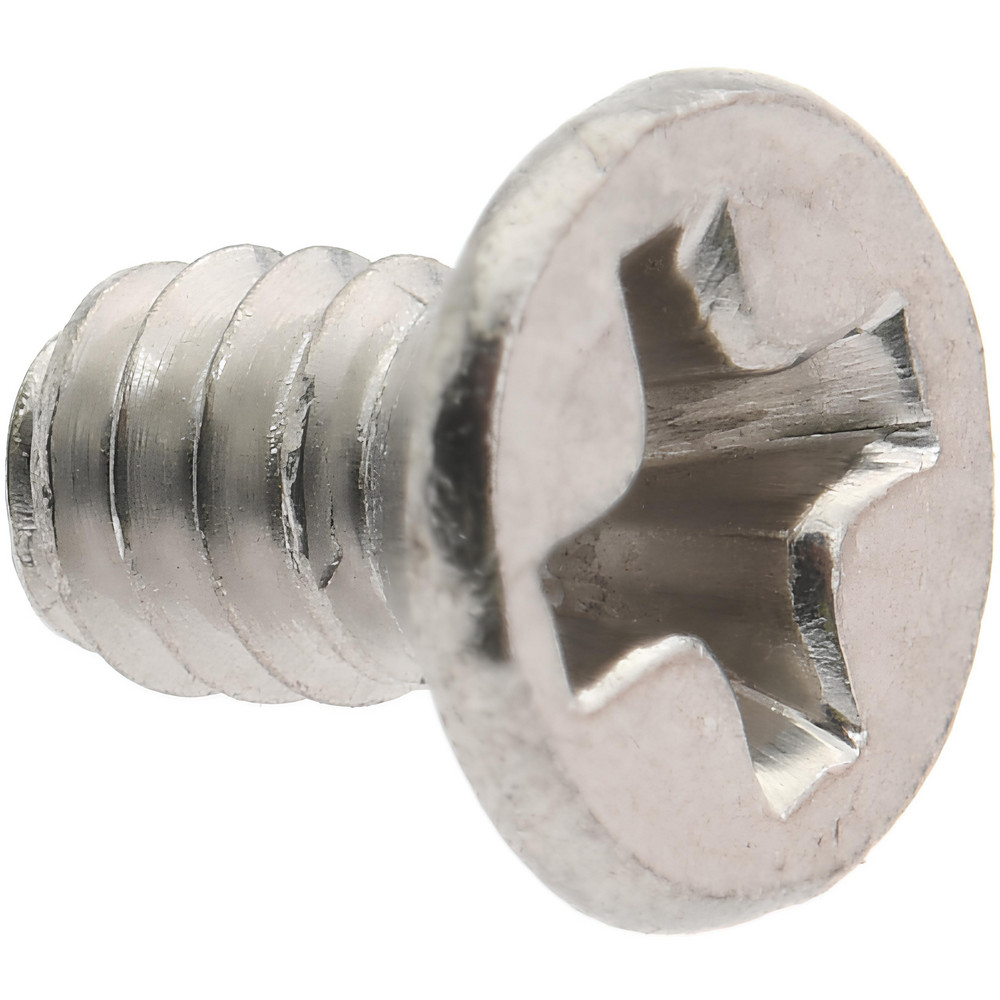 Machine Screw: #6-32, 1/4" Overall Length, Flat Head, Phillips - Grade 18-8 Stainless Steel, Bright/Uncoated Finish