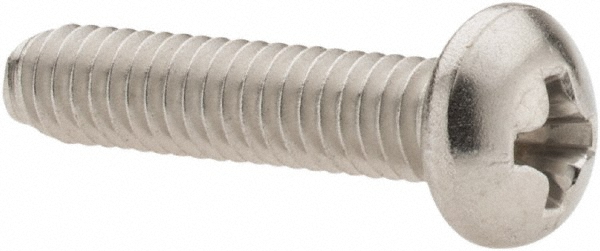Machine Screw: #8-32, 3/4" Length Under Head, Pan Head, Phillips - Grade 18-8 Stainless Steel, Bright/Uncoated Finish