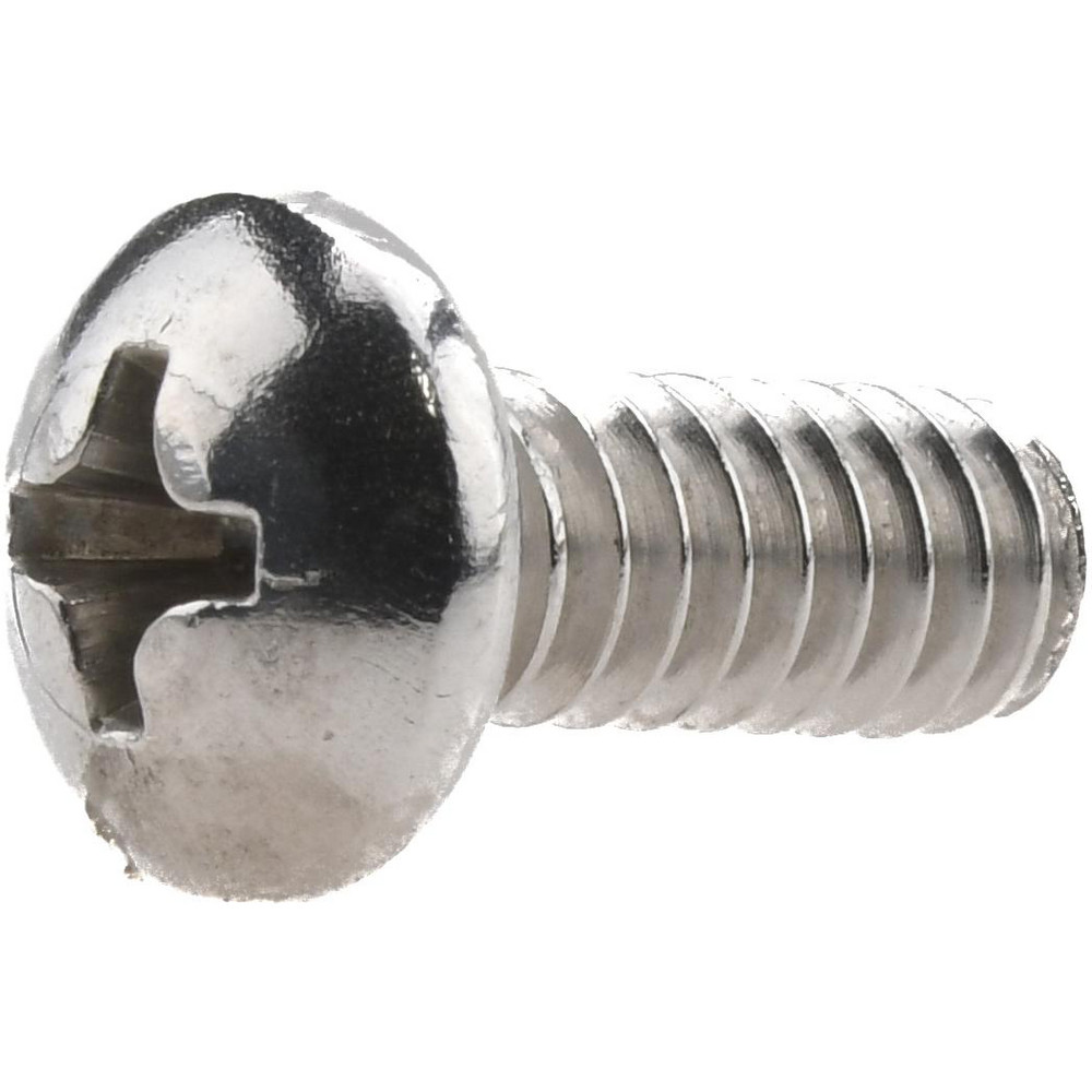 Machine Screw: #10-24, 1/2" Length Under Head, Pan Head, Phillips - Grade 18-8 Stainless Steel, Bright/Uncoated Finish