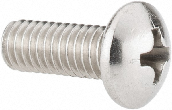 Machine Screw: #10-32, 1/2" Length Under Head, Pan Head, Phillips - Grade 18-8 Stainless Steel, Bright/Uncoated Finish