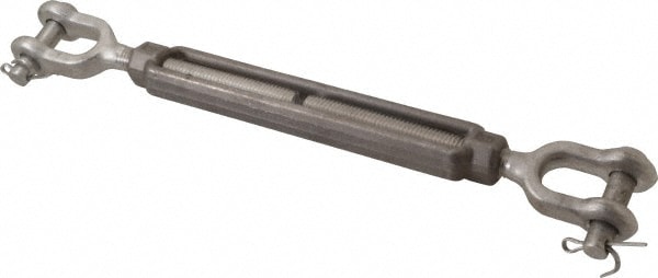 Made in USA SS11116 2,200 Lb Load Limit, 1/2" Thread Diam, 6" Take Up, Stainless Steel Jaw & Jaw Turnbuckle Image