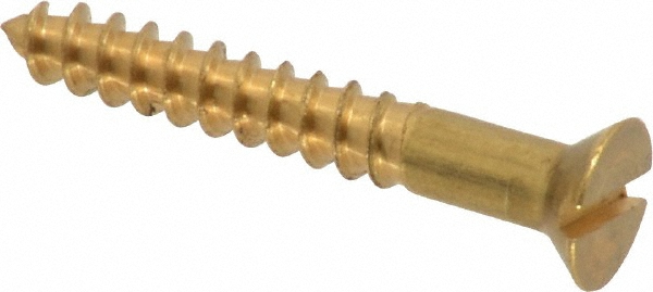 Fastenere #6 X 1" Solid Brass Flat Head Slotted Wood Screws – Qty 50, Grade 360