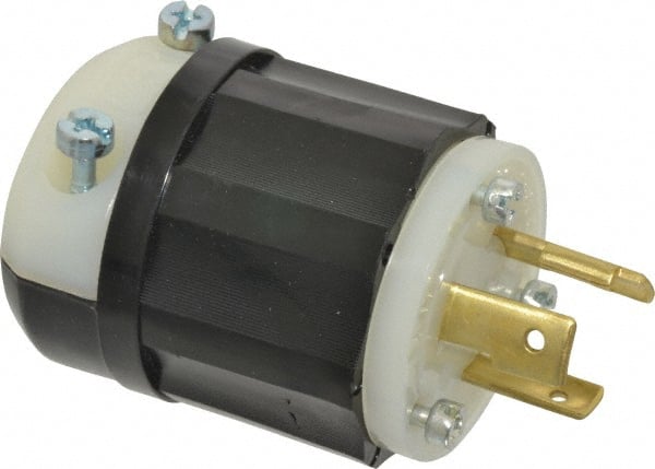 Locking Inlet: Plug, Industrial, L6-20P, 250V, Black & White