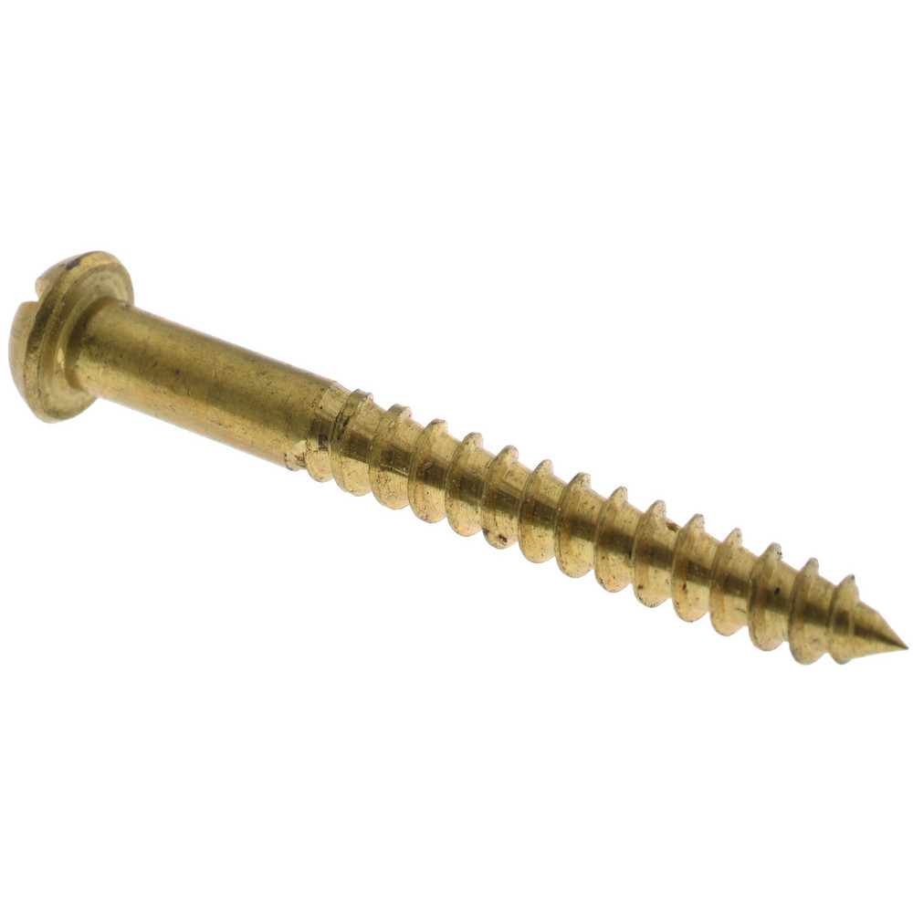 #8, 1-1/2" Length Under Head, Slotted Drive, Round Head Wood Screw