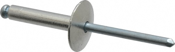 RivetKing. ABS612LF/P250 Open End Blind Rivet: Size 612, Large Flange Dome Head, Aluminum Body, Steel Mandrel Image