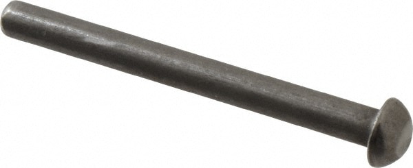 3/16" Body Diam, Round Uncoated Steel Solid Rivet