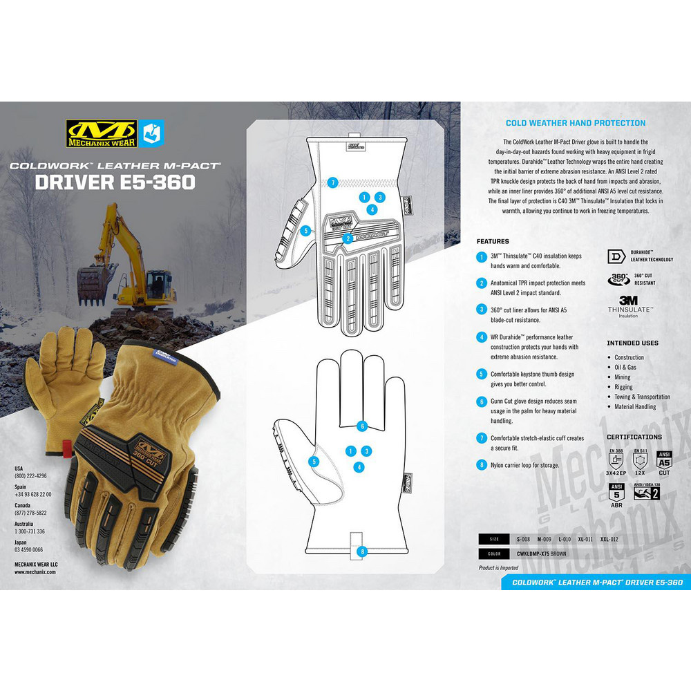 Mechanix Wear - Cut &amp; Abrasion-Resistant Gloves: Coldwork CWKLDMP-X75 ...