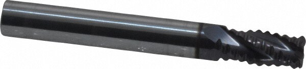 Corner Radius End Mill: 1/4" Dia, 3/8" LOC, 0.04 to 0.05" Radius, 4 Flutes, Solid Carbide