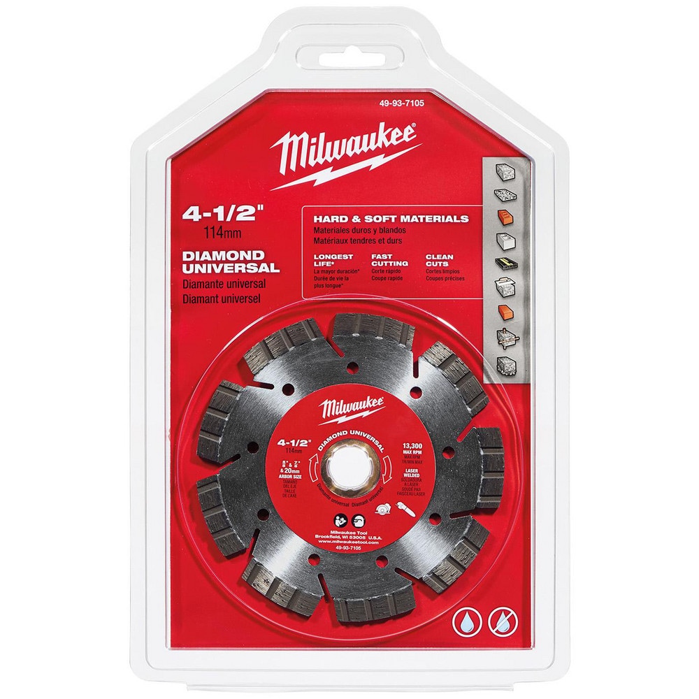 Cutoff Wheels; Wheel Diameter (Inch): 4-1/2 ; Wheel Thickness (Decimal Inch): 0.0800 ; Hole Size (Inch): 7/8; 5/8 ; Hole Size: 20.000 ; Abrasive Material: Diamond ; Reinforced: No
