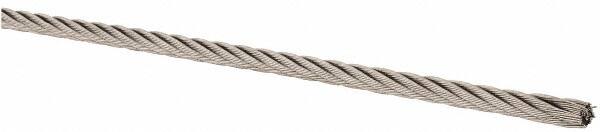 1/8" Diam, Stainless Steel Wire Rope, Priced as 1' Increments, 500' Total Coil Length