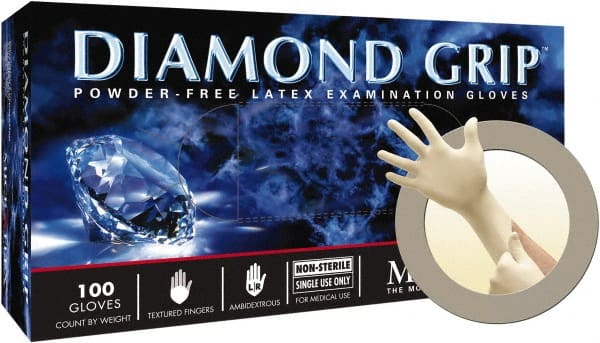 Series Microflex Diamond Grip Disposable Gloves: Size Medium, 6.3 mil, Uncoated-Coated Latex, Medical Grade, Unpowdered