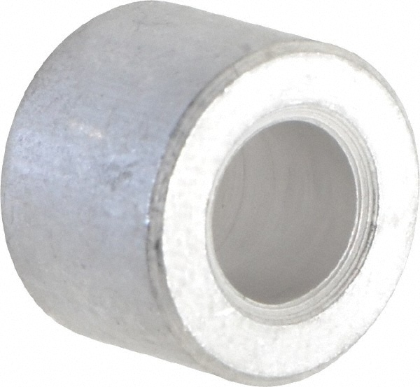 Round Circuit Board Spacer: 1/4" Screw, 3/8" OAL, 0.257" ID, 1/2" OD, Aluminum