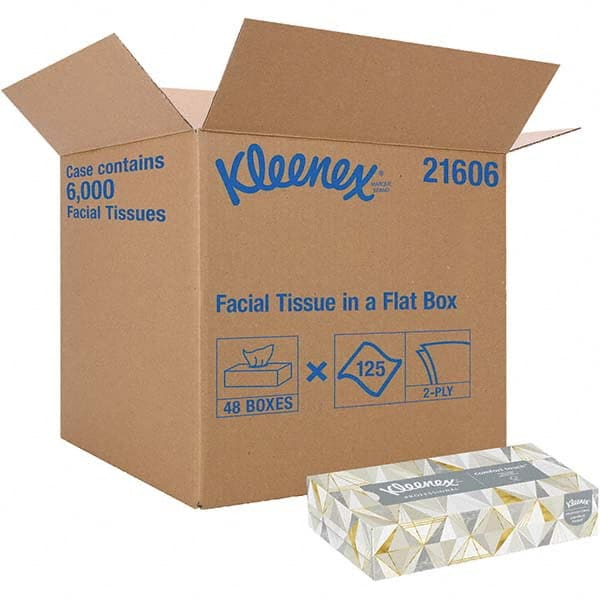 48 Qty 125 Sheet Flat Box of White Facial Tissues