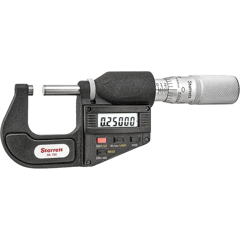 Starrett Electronic Outside Micrometer MicroLapped Carbide Face