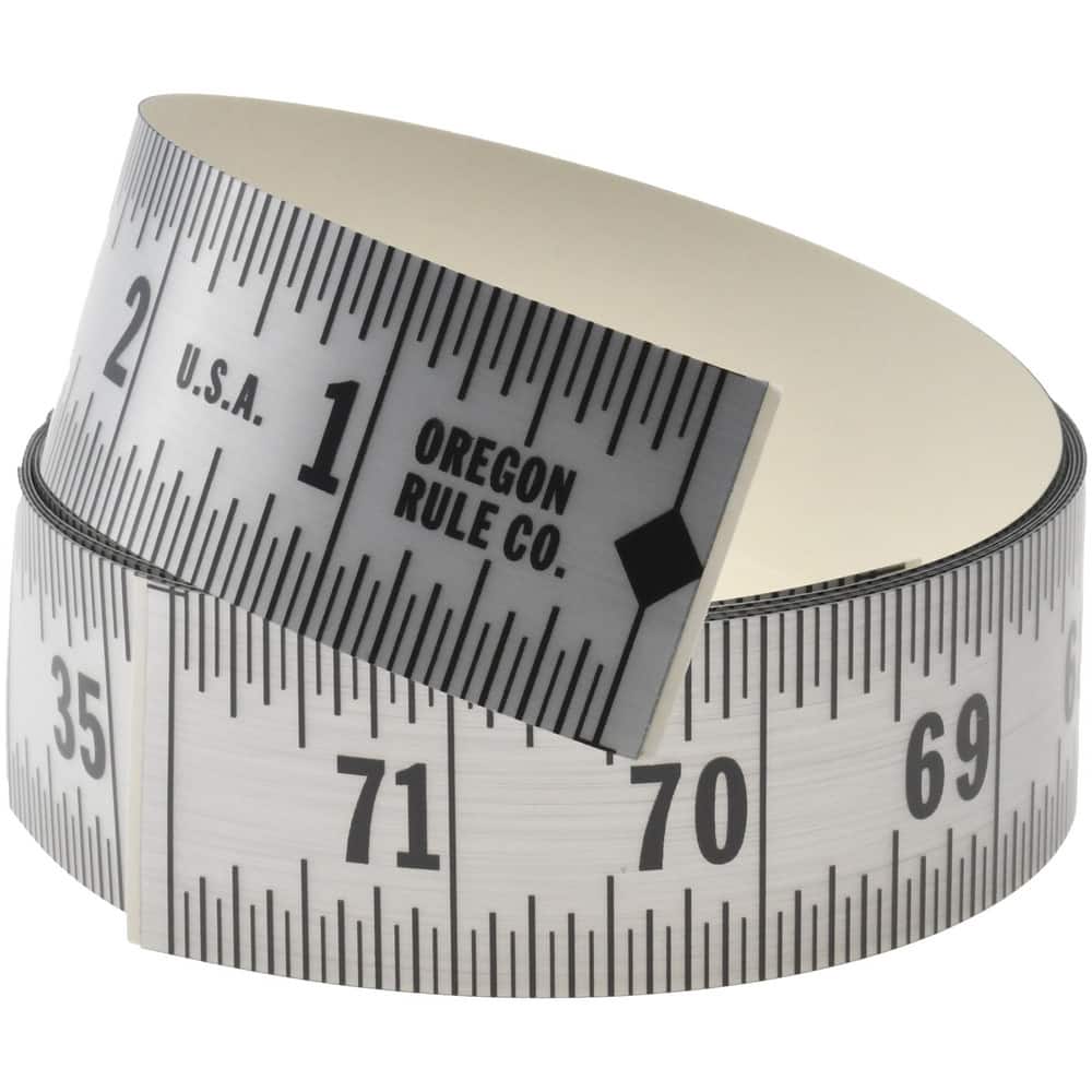 6 Ft. Long x 1-1/4 Inch Wide, 1/16 Inch Graduation, Silver, Mylar Adhesive Tape Measure