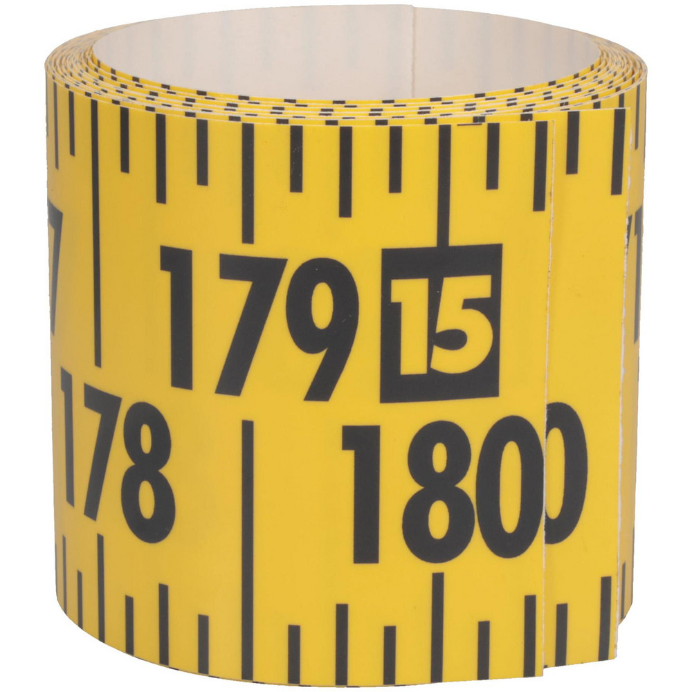 15 Ft. Long x 3 Inch Wide, 1/4 Inch Graduation, Yellow, Mylar Adhesive Tape Measure - Reads Left to Right, Horizontal Scale