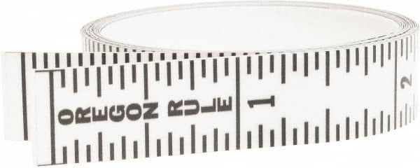 Made in USA - 6 Ft. Long x 1/2 Inch Wide, 1/16 Inch Graduation, Clear,  Mylar Adhesive Tape Measure - 67755405 - MSC Industrial Supply