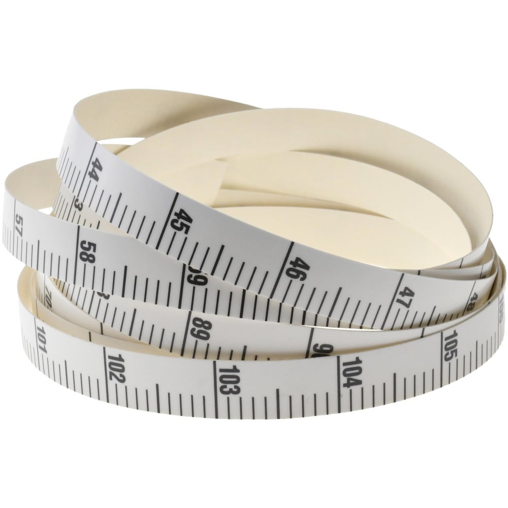 9 Ft. Long x 1/2 Inch Wide, 1/10 Inch Graduation, White, Mylar Adhesive Tape Measure