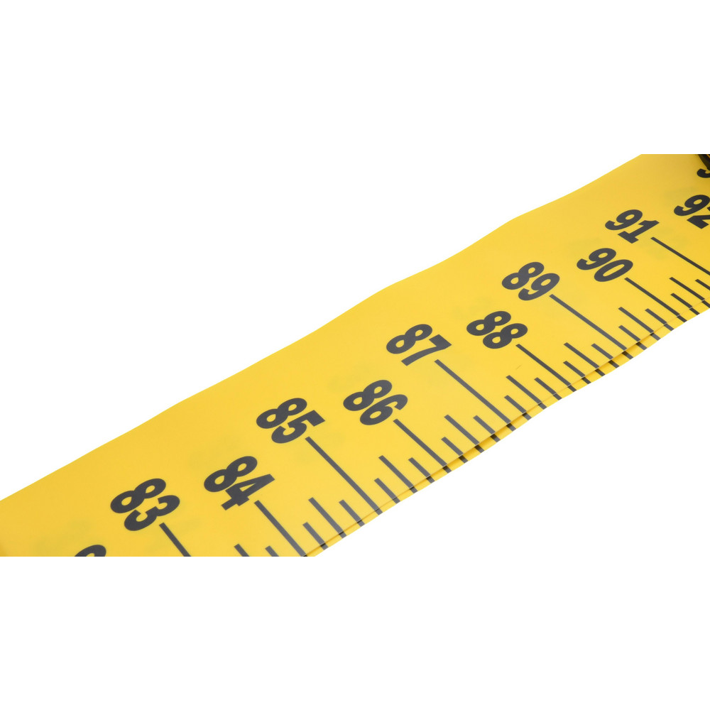 8 Ft. Long x 3 Inch Wide, 1/4 Inch Graduation, Yellow, Mylar Adhesive Tape Measure - Reads Bottom to Top, Vertical Rules