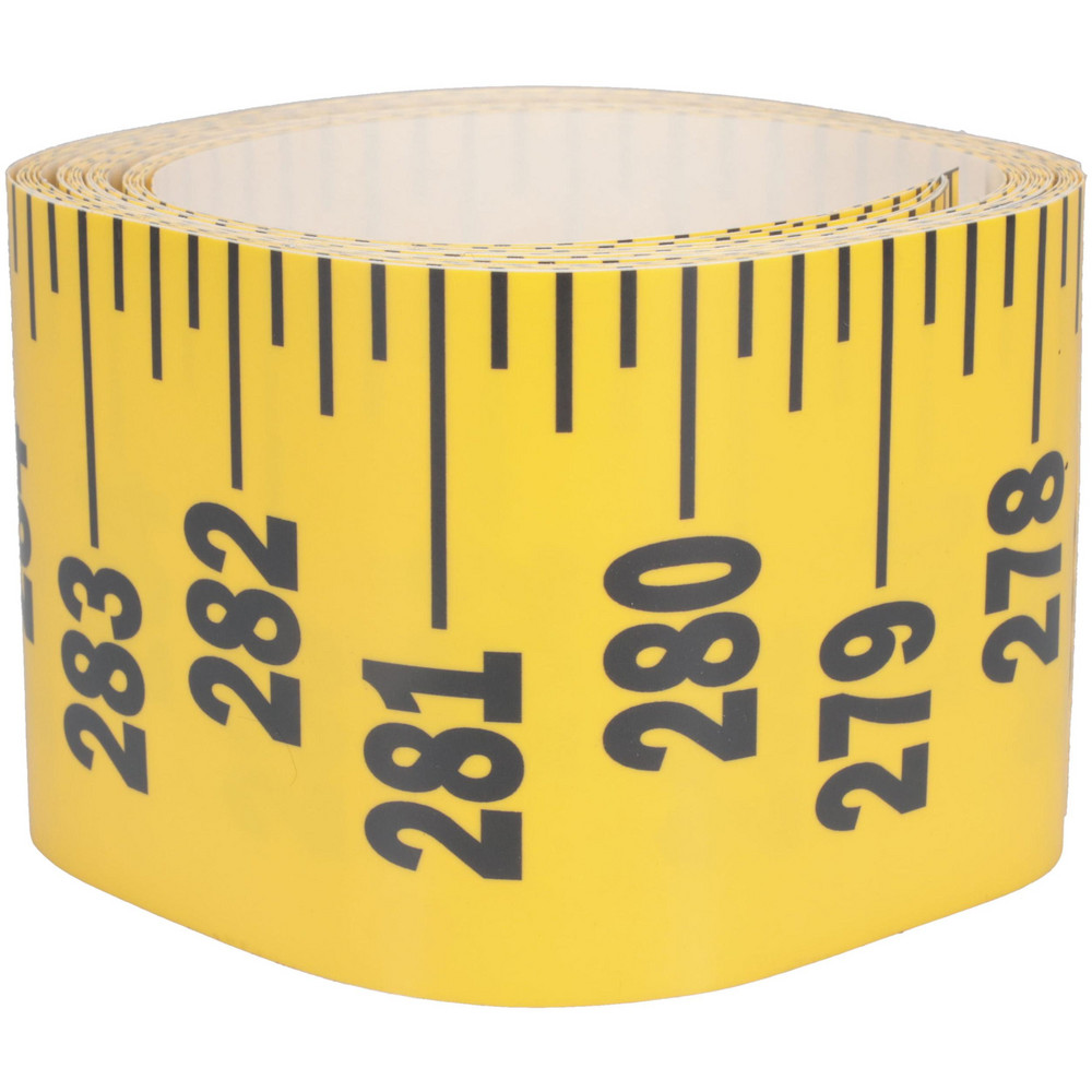 24 Ft. Long x 3 Inch Wide, 1/4 Inch Graduation, Yellow, Mylar Adhesive Tape Measure - Reads Bottom to Top, Vertical Rules