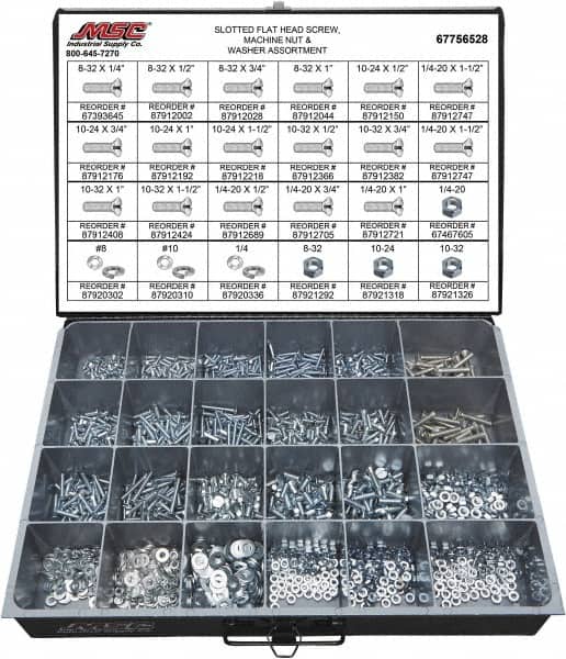 Value Collection 1 800 Piece 8 32 To 1 4 Steel Machine Screw Assortment Msc Industrial Supply