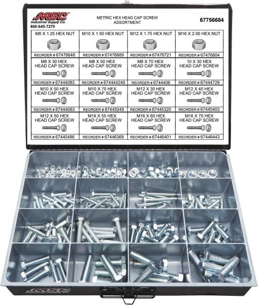 200 Piece Steel Hex Head Cap Screws