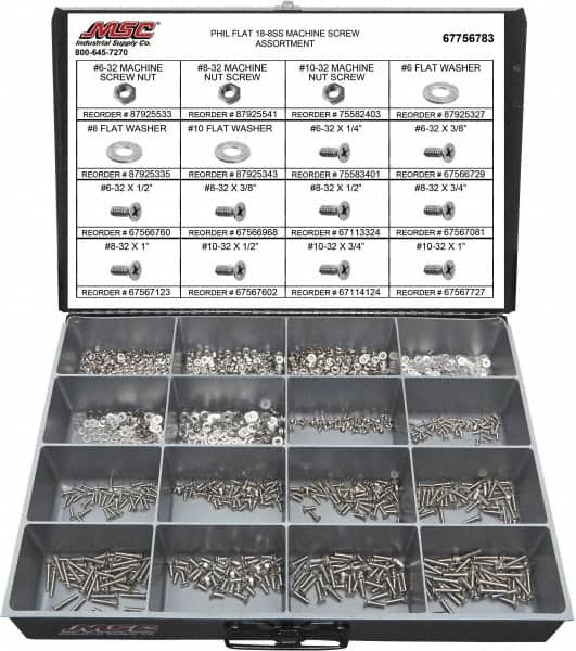 Assorted 8-32 Stainless Phillips Pan Head Screws Washers 