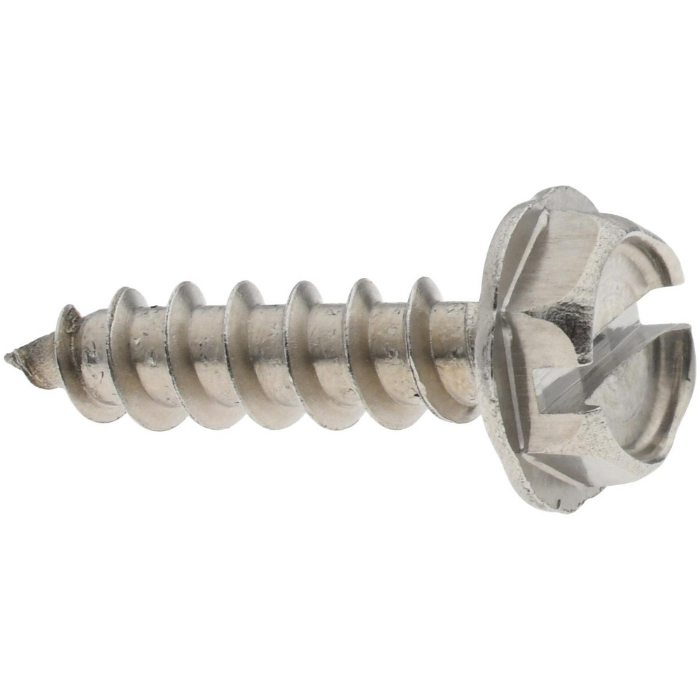 Sheet Metal Screw: #10, Hex Washer Head, Slotted