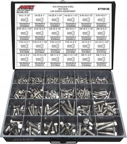 375 Piece Stainless Steel Hex Head Cap Screws