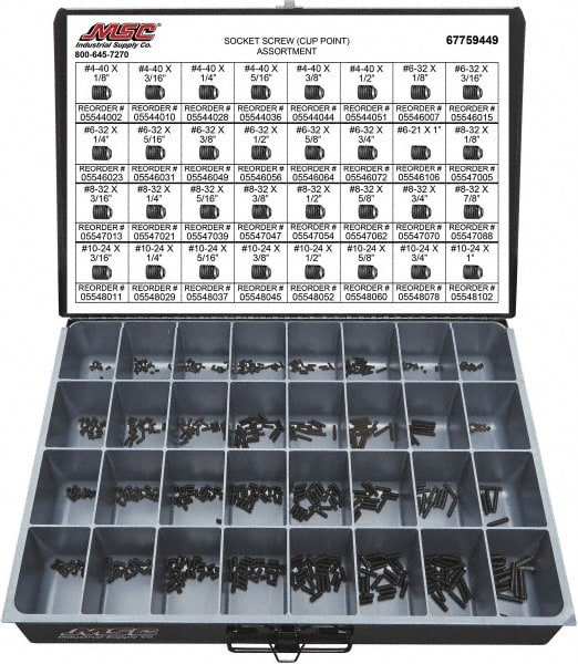 Value Collection - 710 Piece, #4-40 to #10-24, Alloy Steel Set Screw ...