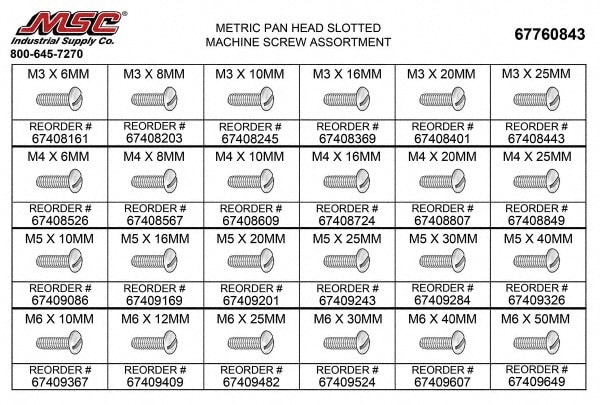Value Collection - 840 Piece, M3x6.00 to M5x25.00, Steel Machine Screw ...