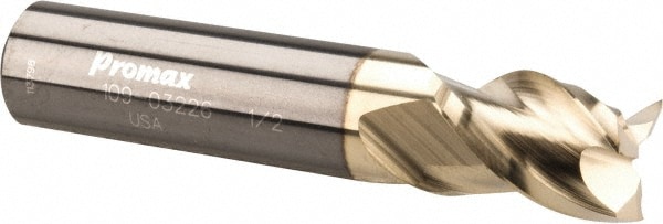 ProMax 109-03226 Square End Mill: 1/2 Dia, 5/8 LOC, 1/2 Shank Dia, 2-1/2 OAL, 3 Flutes, Solid Carbide Image