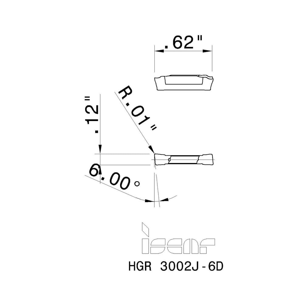 Iscar - Cutoff Insert: HGR3002J6D IC328, Carbide, 3 mm Cutting