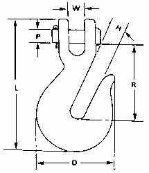 1/2 Inch Chain Diameter, Grade 80 Clevis Hook