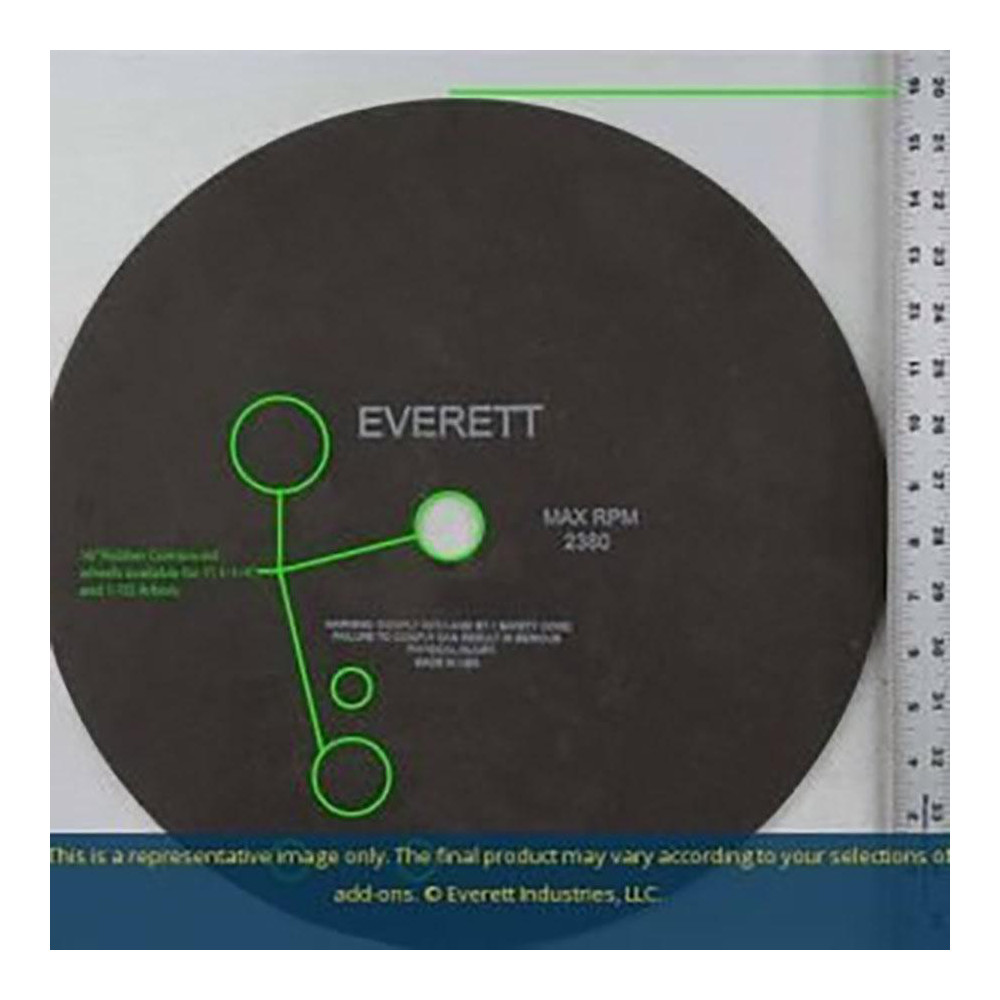 Everett Cut-Off Wheel: Type 1 (01/41), 16 Dia, 0.1000" Thick, 1" Hole, Aluminum Oxide & Silicon Carbide - 100 & 120 Grit, 2380 RPM, Use w/ Chop