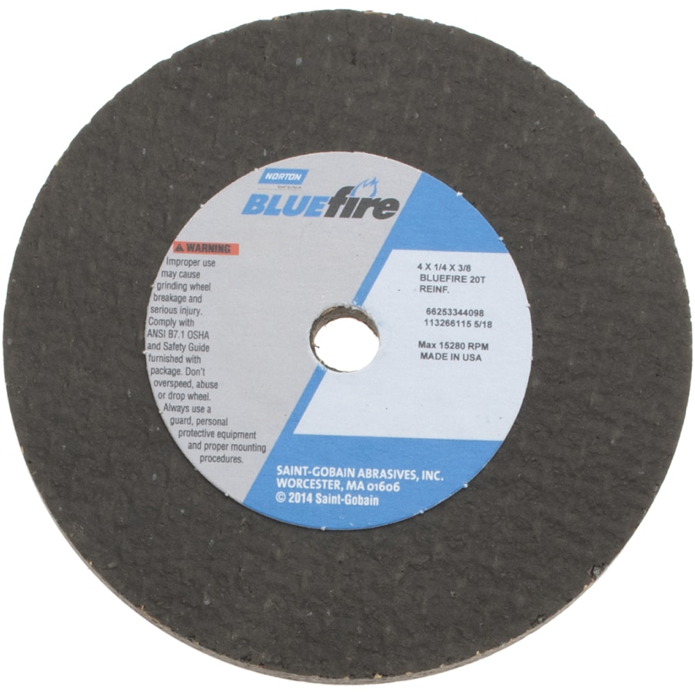 Surface Grinding Wheel: 4" Dia, 1/4" Thick, 3/8" Hole, 20 Grit, T Hardness