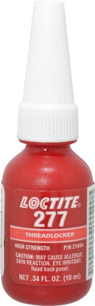 LOCTITE 231089 Threadlocker: Red, Liquid, 10 mL, Bottle 
