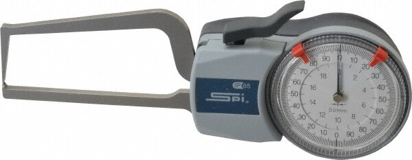 0 to 20mm, 0.0100" Graduation, 0.03mm Accuracy, Outside Dial Caliper Gage