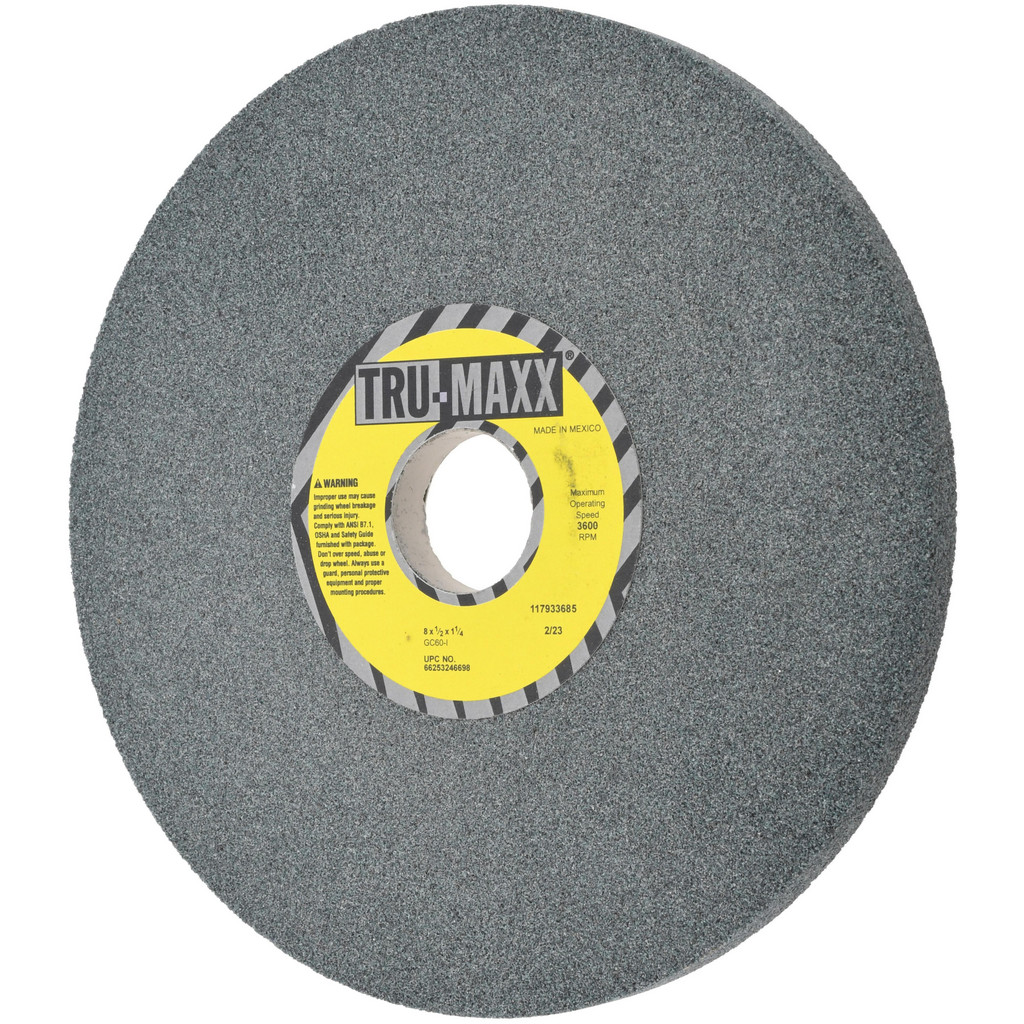 Tru-Maxx 66253246698 Surface Grinding Wheel: 8" Dia, 1/2" Thick, 1-1/4" Hole, 60 Grit, I Hardness Image