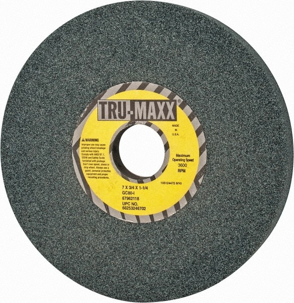 Tru-Maxx 66253246702 Surface Grinding Wheel: 7" Dia, 3/4" Thick, 1-1/4" Hole, 80 Grit, I Hardness Image