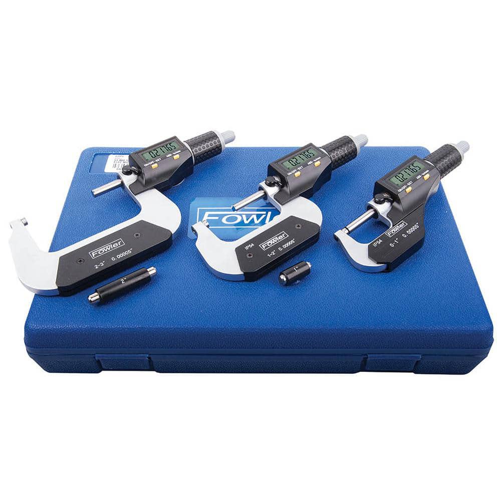 FOWLER 54-860-103-1 0 to 3" Range, 0.001mm Resolution, IP54, Electronic Outside Micrometer Sets 