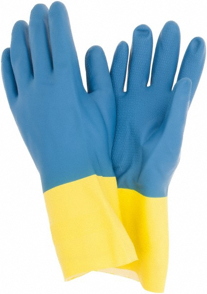 Chemical Resistant Gloves: X-Large, 28 mil Thick, Neoprene-Coated, Latex, Unsupported