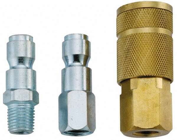 3 Piece 1/4" Body 1/4 NPT 145 psi Tru-Flate Automotive Pneumatic Coupling Plug Set