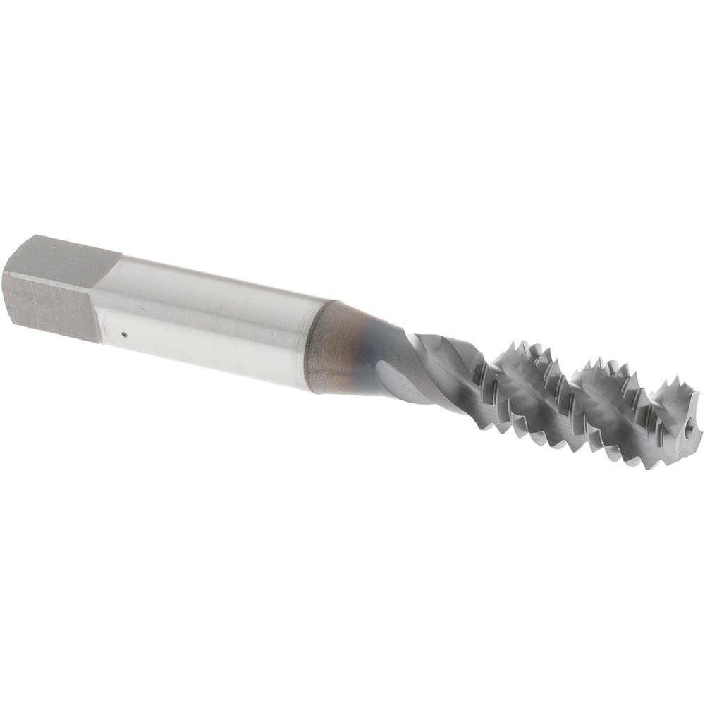 Spiral Flute Tap: 3/8-16 UNC, 3 Flutes, Bottoming, 3B Class of Fit, High Speed Steel, TICN Coated