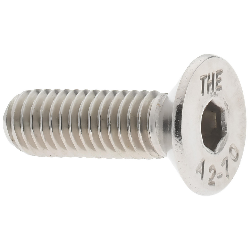 Flat Socket Cap Screw: M5x0.8, 16.00 mm OAL, 18-8 Stainless Steel - Fully Threaded, 90 degree Flat, 3.00 mm Drive, DIN 7991